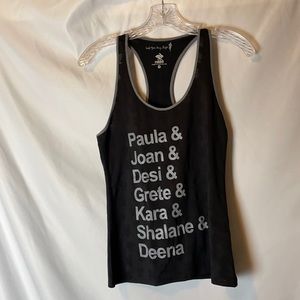 Rabbit - Black Racer Tank with Grey Print
